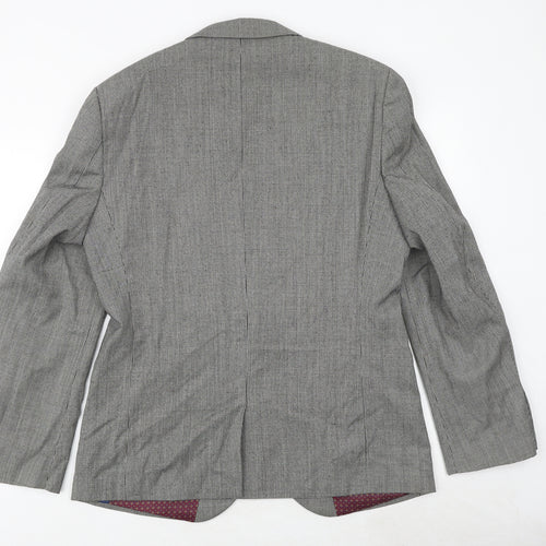 NEXT Mens Grey Geometric Wool Jacket Suit Jacket Size 42 Regular