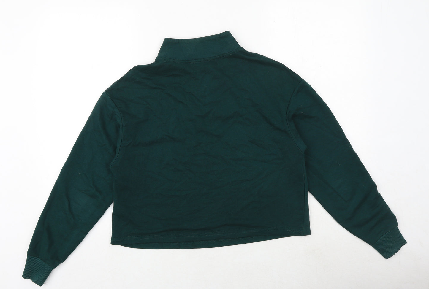 New Look Womens Green Cotton Pullover Sweatshirt Size 8 Zip
