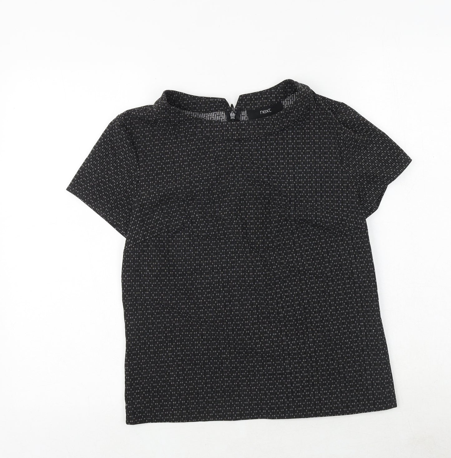 NEXT Womens Black Viscose Basic T-Shirt Size 8 Round Neck