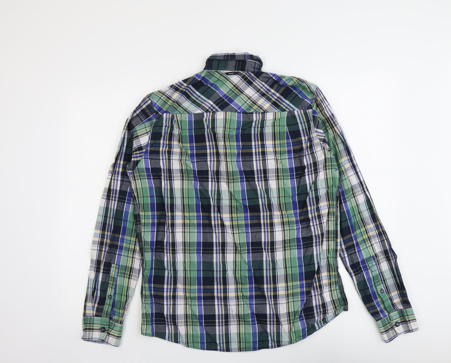 Bench Mens Multicoloured Plaid Cotton Button-Up Size M Collared Button