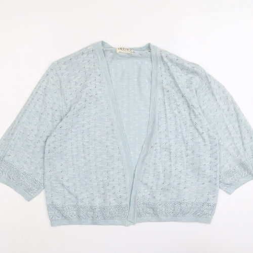 Indigo Womens Blue V-Neck Acrylic Cardigan Jumper Size 14