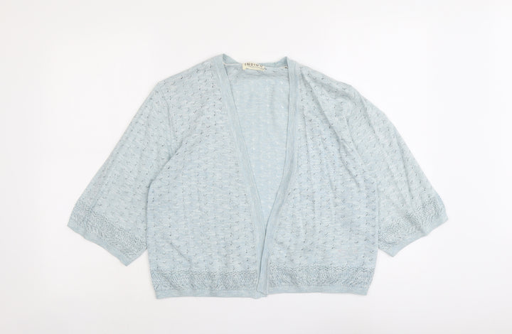 Indigo Womens Blue V-Neck Acrylic Cardigan Jumper Size 14