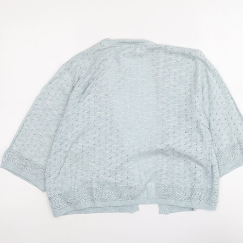Indigo Womens Blue V-Neck Acrylic Cardigan Jumper Size 14