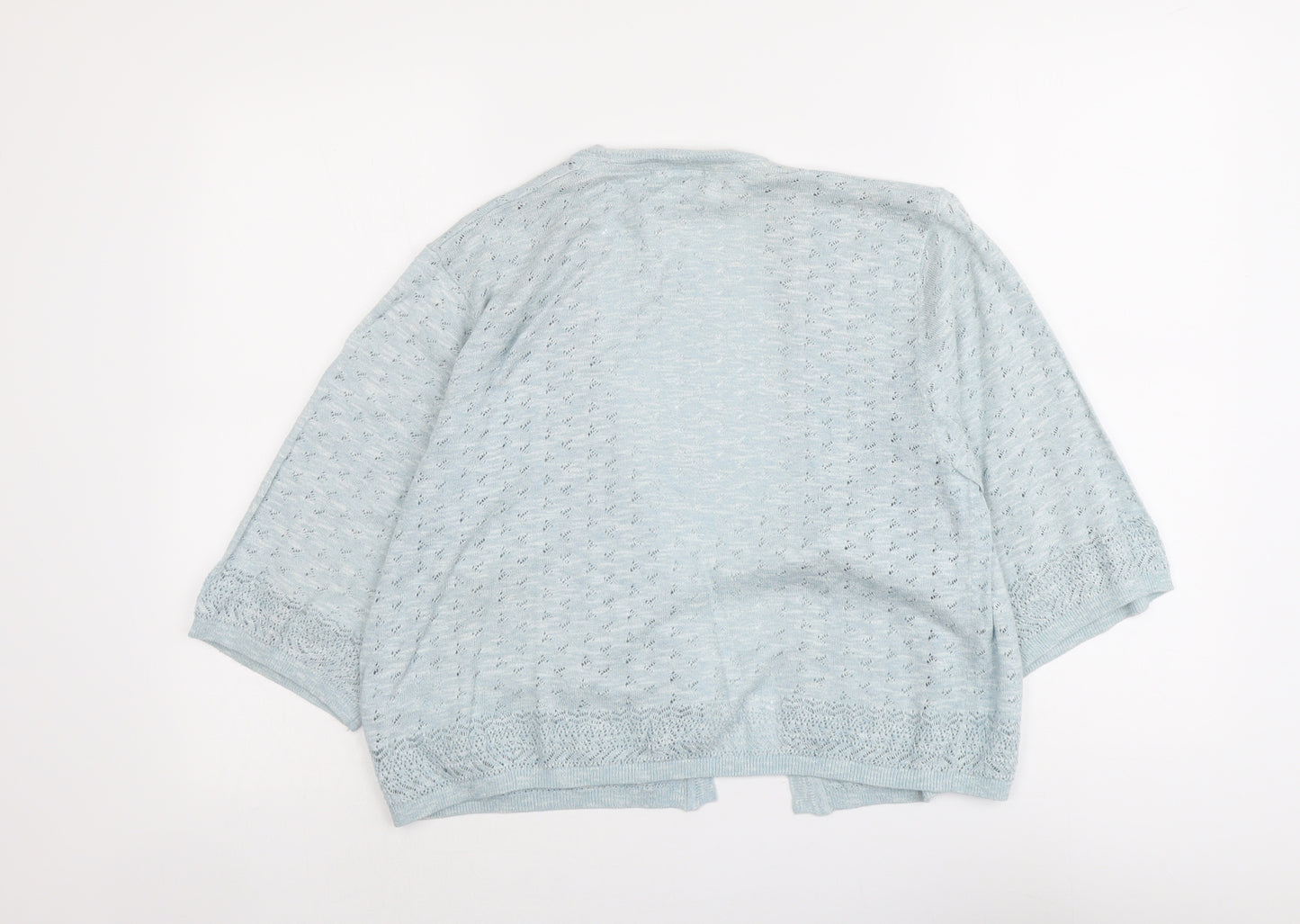 Indigo Womens Blue V-Neck Acrylic Cardigan Jumper Size 14
