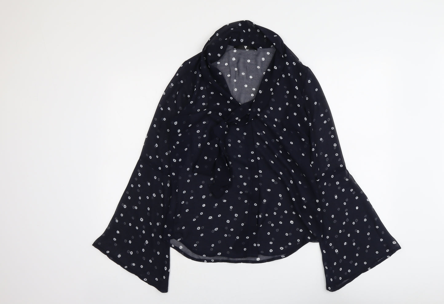 V By Very Womens Blue Geometric Polyester Basic Blouse Size 8 Collared