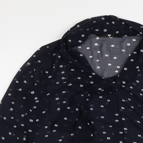 V By Very Womens Blue Geometric Polyester Basic Blouse Size 8 Collared