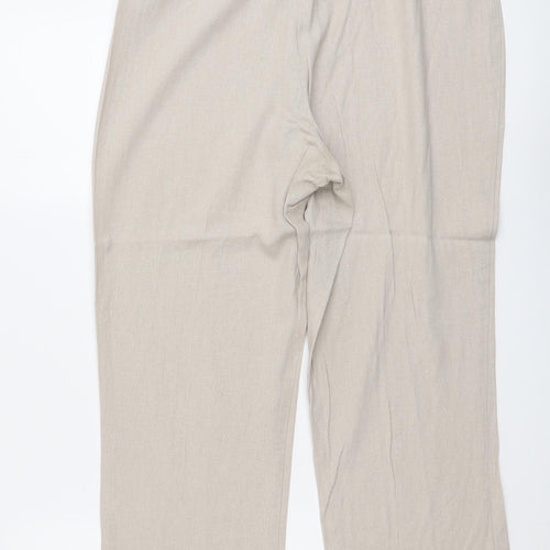 Classic Womens Beige Linen Trousers Size 10 L25 in Regular