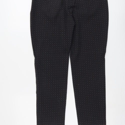 Per Una Womens Grey Geometric Polyester Trousers Size 10 L24 in Regular Button