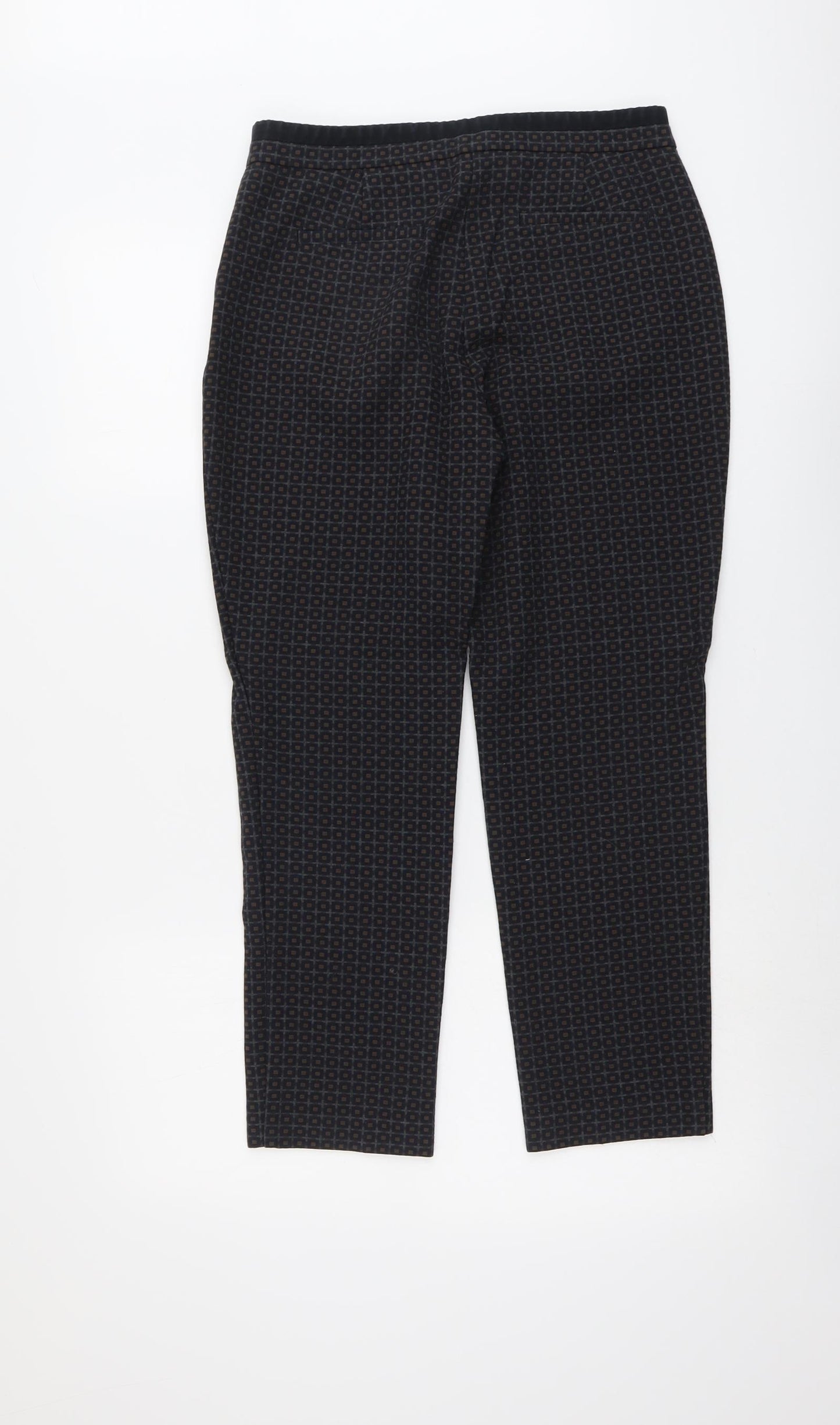 Per Una Womens Grey Geometric Polyester Trousers Size 10 L24 in Regular Button