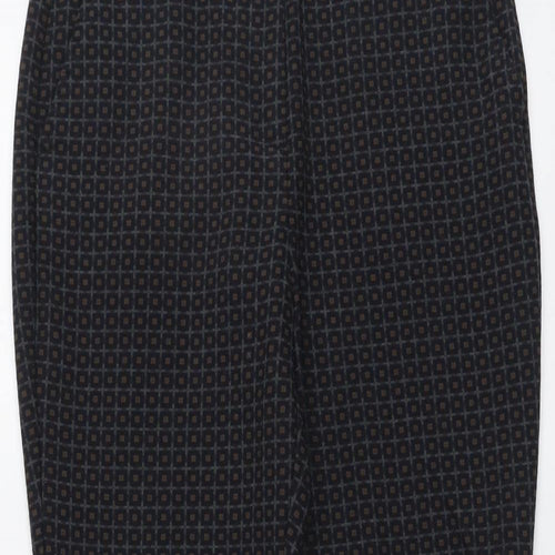 Per Una Womens Grey Geometric Polyester Trousers Size 10 L24 in Regular Button