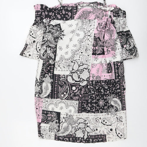 ASOS Womens Multicoloured Paisley Cotton A-Line Size 10 Square Neck Pullover