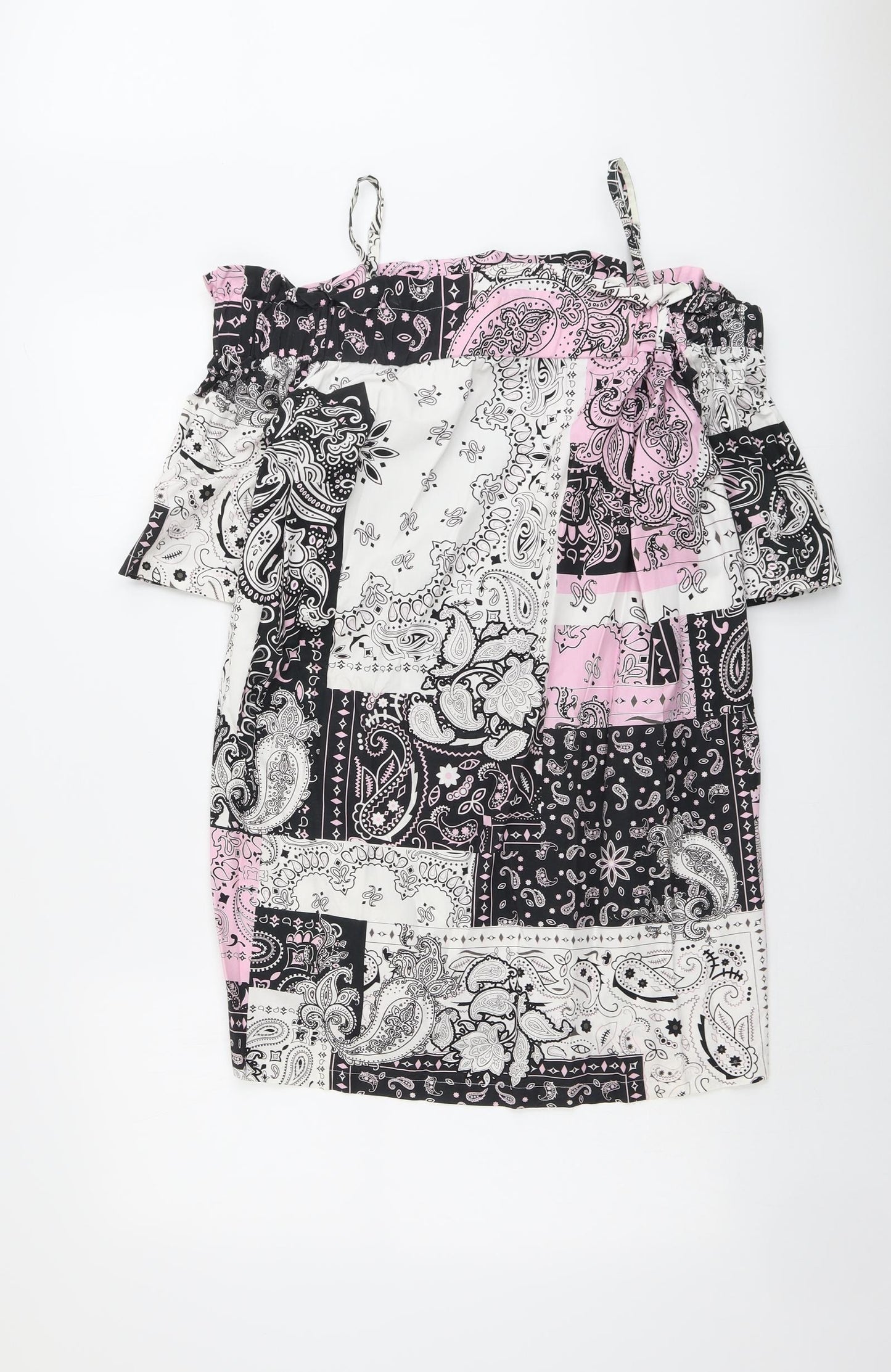 ASOS Womens Multicoloured Paisley Cotton A-Line Size 10 Square Neck Pullover