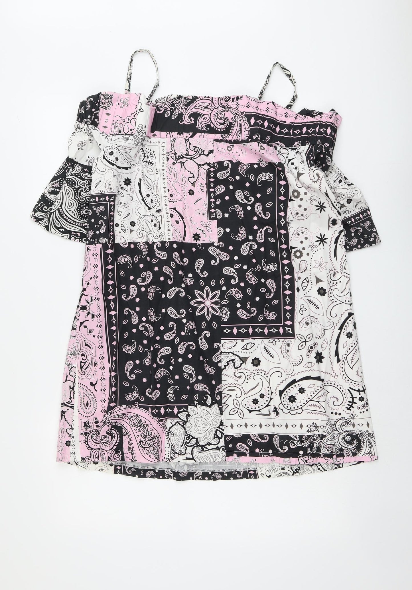 ASOS Womens Multicoloured Paisley Cotton A-Line Size 10 Square Neck Pullover
