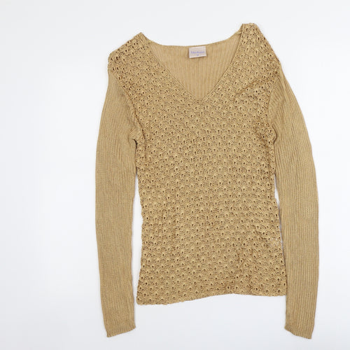 Mackays Womens Beige V-Neck Viscose Pullover Jumper Size M