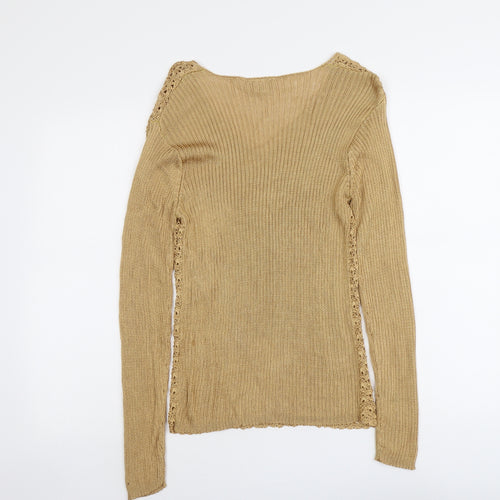 Mackays Womens Beige V-Neck Viscose Pullover Jumper Size M
