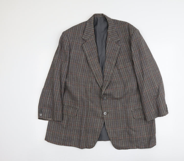 Washington Mens Grey Geometric Wool Jacket Suit Jacket Size 44 Regular