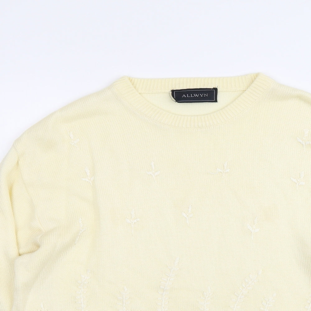 Allwyn Womens Ivory Round Neck Acrylic Pullover Jumper Size M