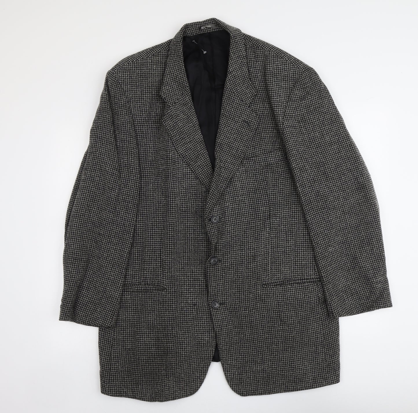 Arnold Brant Mens Grey Geometric Wool Jacket Suit Jacket Size 46 Regular