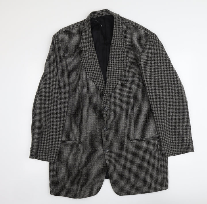 Arnold Brant Mens Grey Geometric Wool Jacket Suit Jacket Size 46 Regular