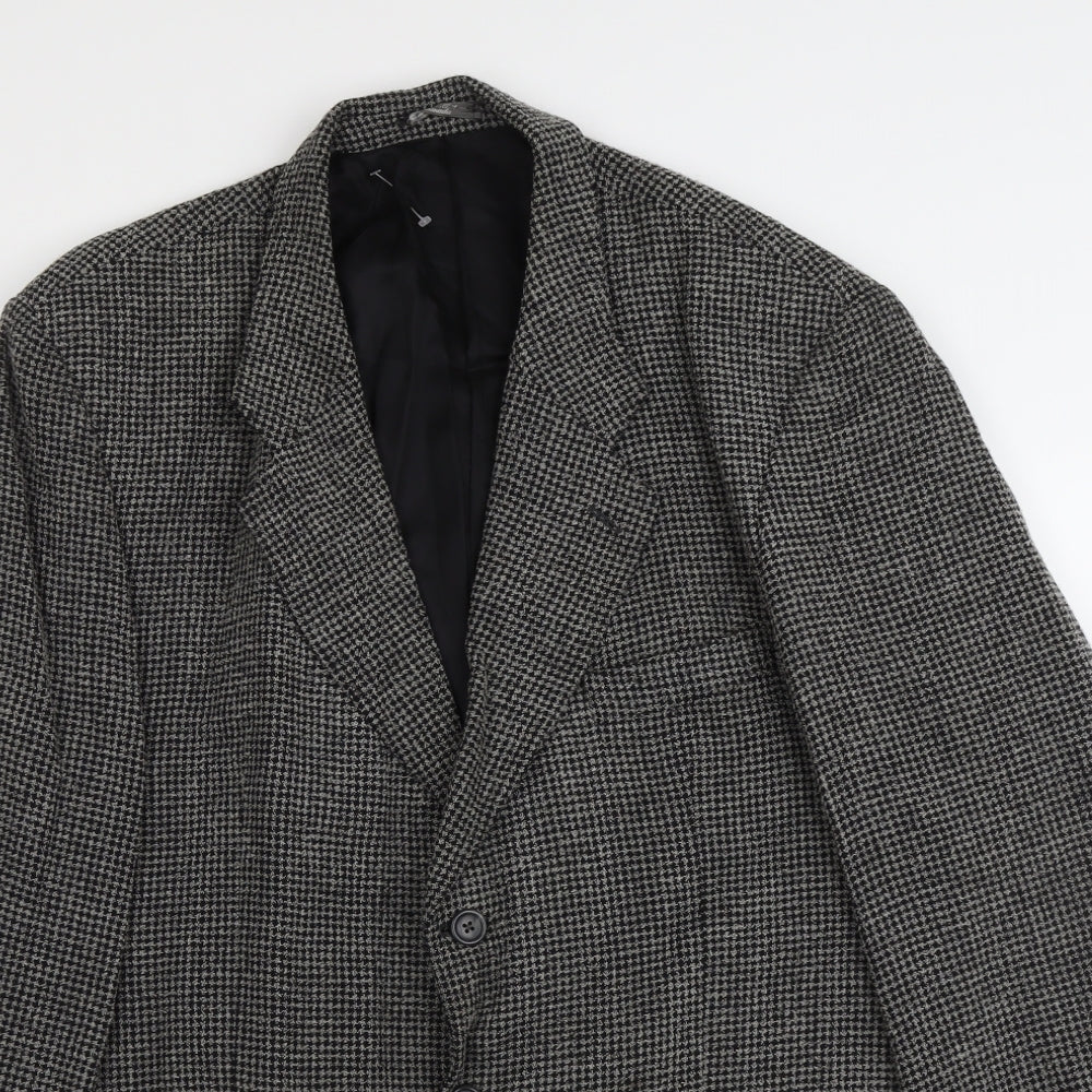 Arnold Brant Mens Grey Geometric Wool Jacket Suit Jacket Size 46 Regular