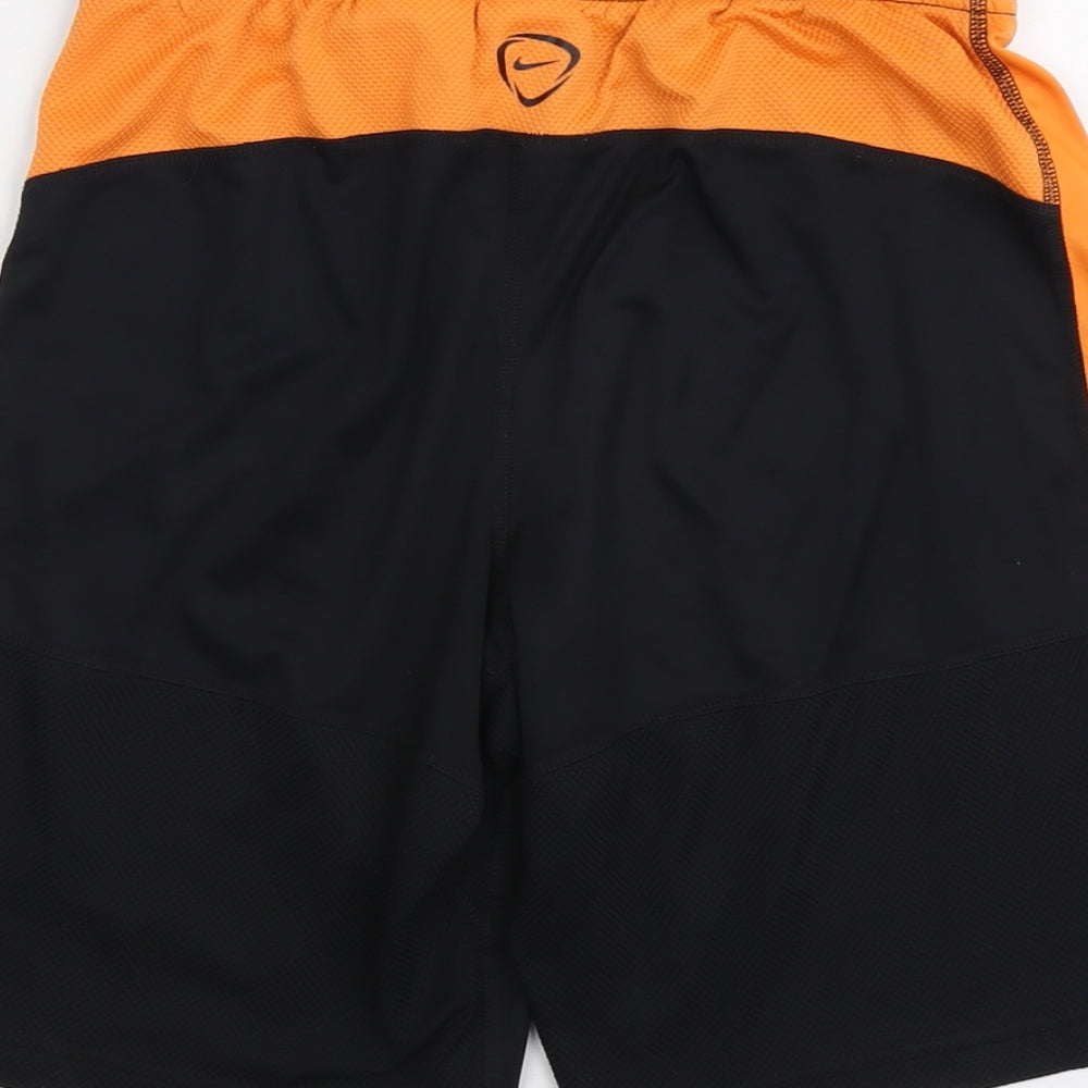 Nike Mens Black Colourblock Polyester Athletic Shorts Size S L10 in Regular Drawstring