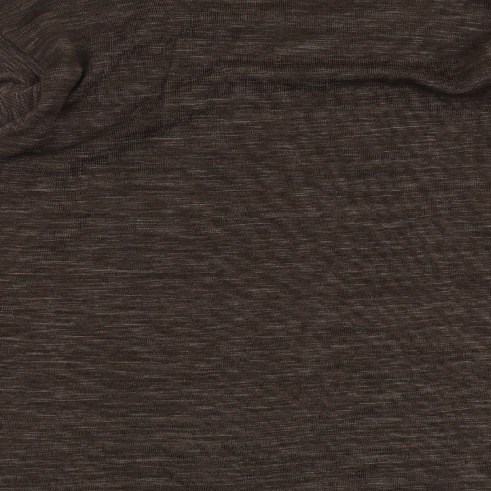 NEXT Mens Brown V-Neck Geometric Wool Pullover Jumper Size L Long Sleeve