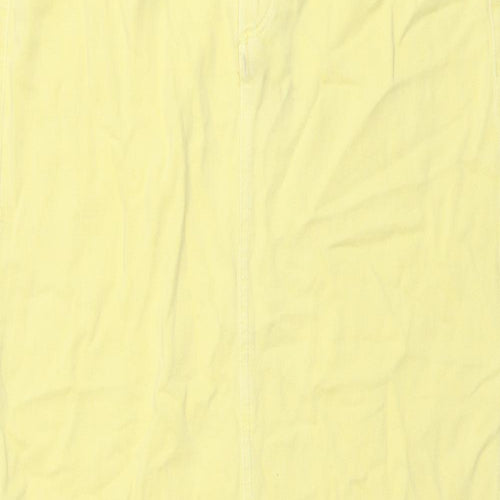 Stradivarius Womens Yellow Cotton A-Line Skirt Size 16 Button