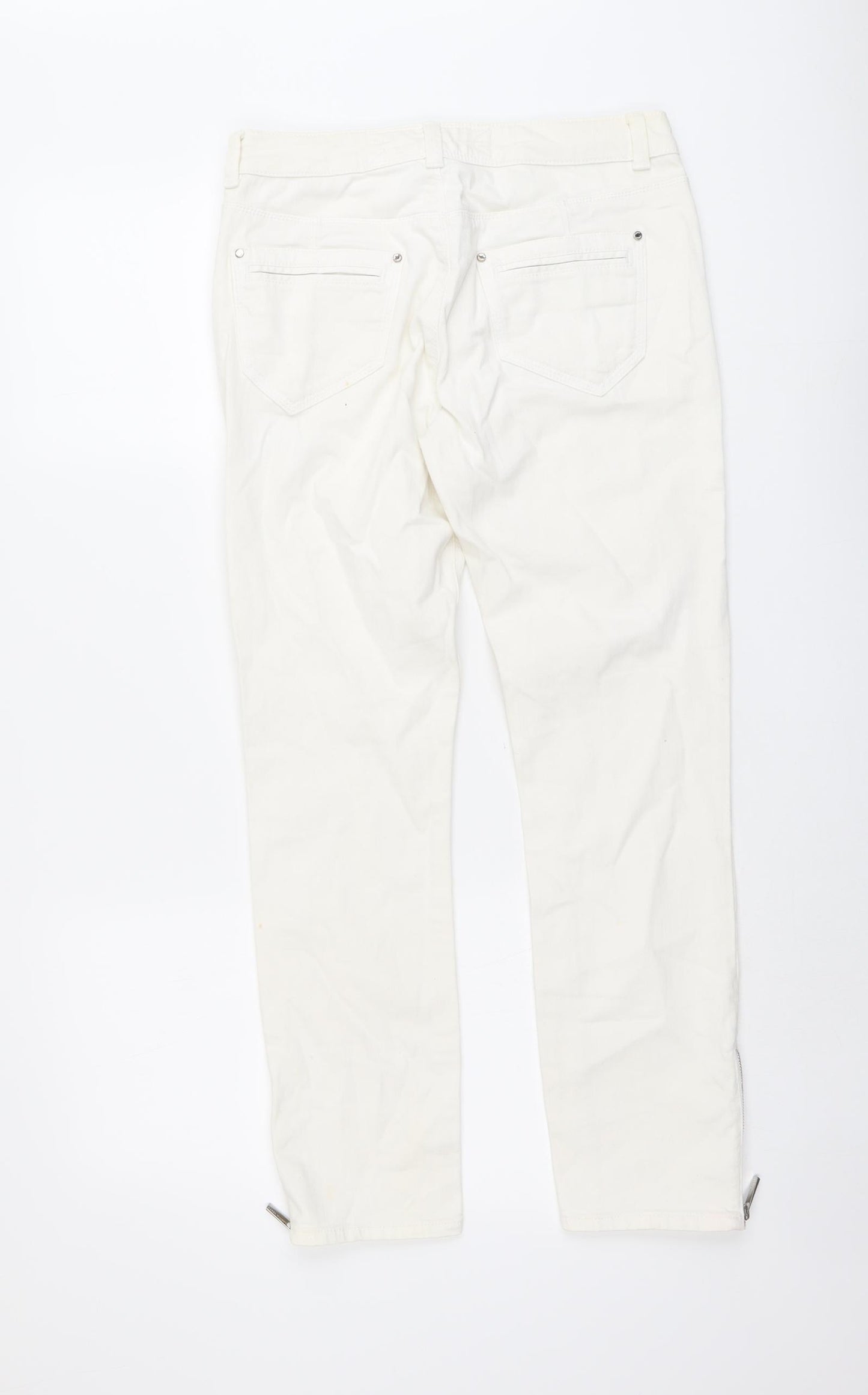 Karen Millen Womens Beige Cotton Straight Jeans Size 10 L27 in Regular Button