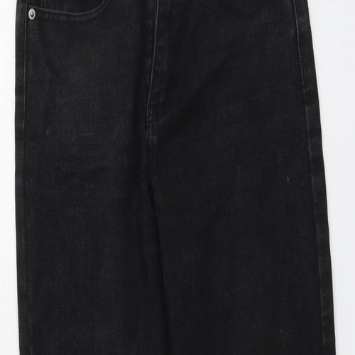 PRETTYLITTLETHING Womens Black Cotton Straight Jeans Size 6 L30 in Regular Button