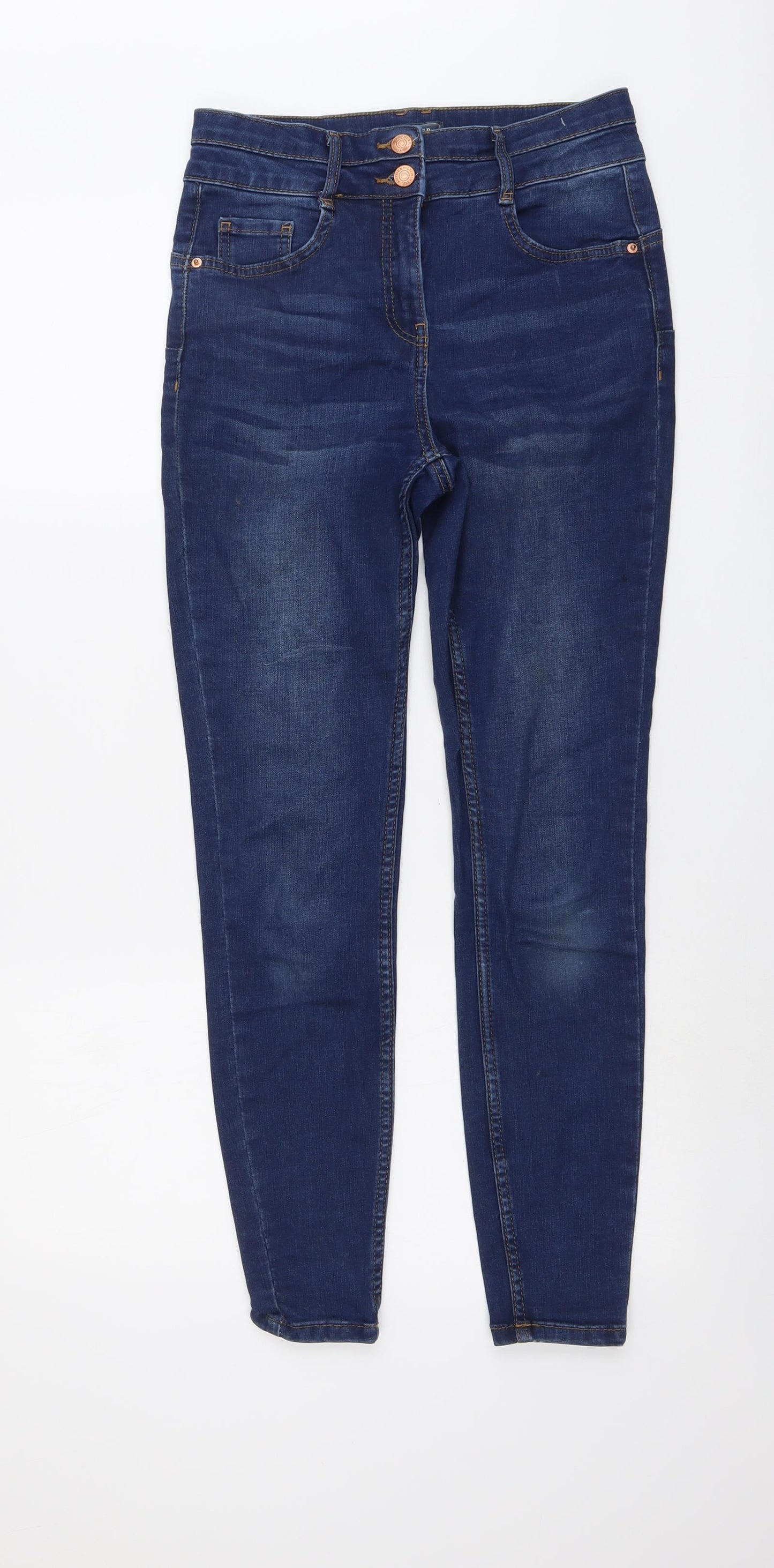 Falmer Womens Blue Cotton Skinny Jeans Size 10 L27 in Regular Button