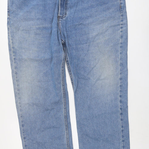 Marks and Spencer Mens Blue Cotton Straight Jeans Size 42 in L31 in Regular Button