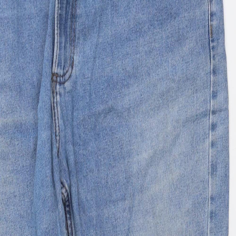 Marks and Spencer Mens Blue Cotton Straight Jeans Size 42 in L31 in Regular Button