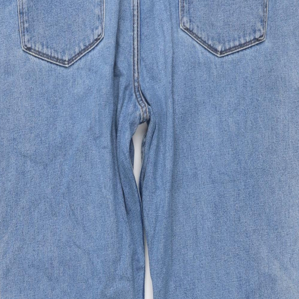 Marks and Spencer Mens Blue Cotton Straight Jeans Size 42 in L31 in Regular Button