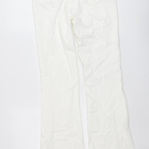 Massimo Dutti Womens Ivory Cotton Flared Jeans Size 10 L33 in Regular Button