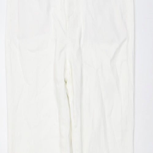 Massimo Dutti Womens Ivory Cotton Flared Jeans Size 10 L33 in Regular Button