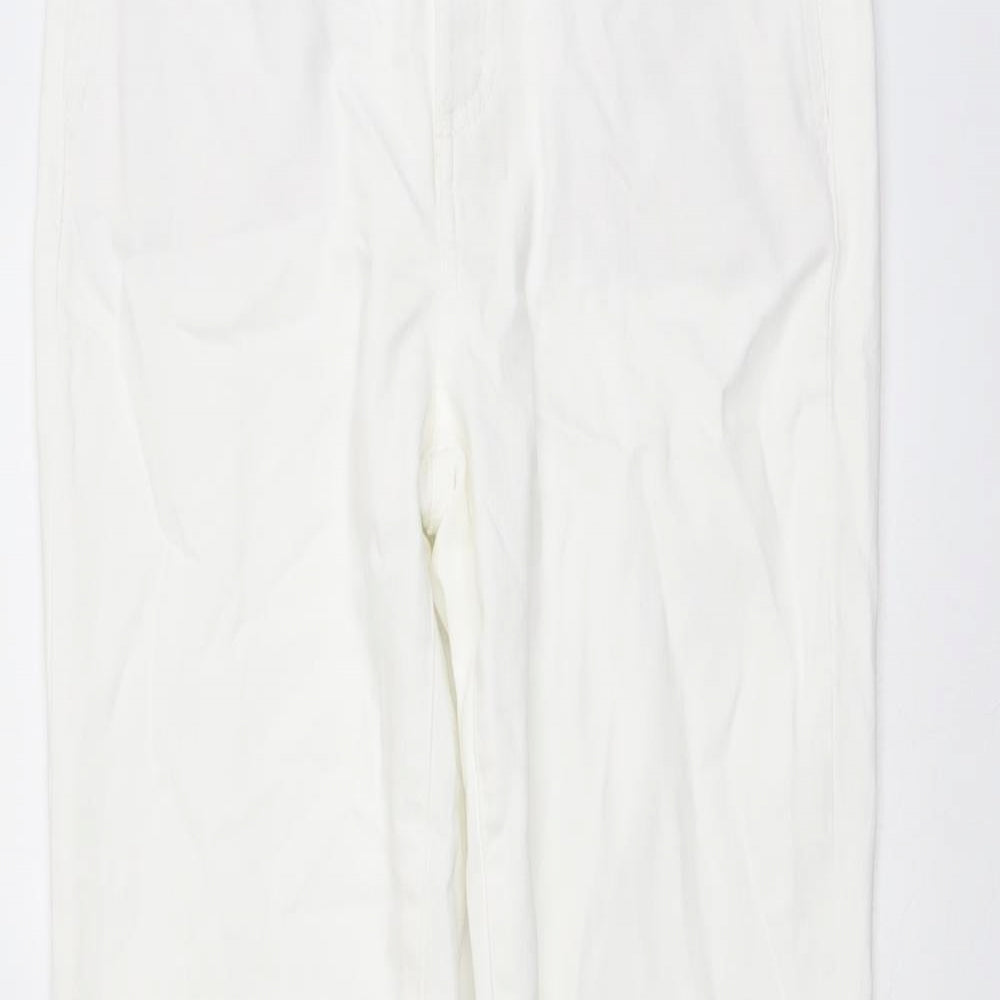 Massimo Dutti Womens Ivory Cotton Flared Jeans Size 10 L33 in Regular Button