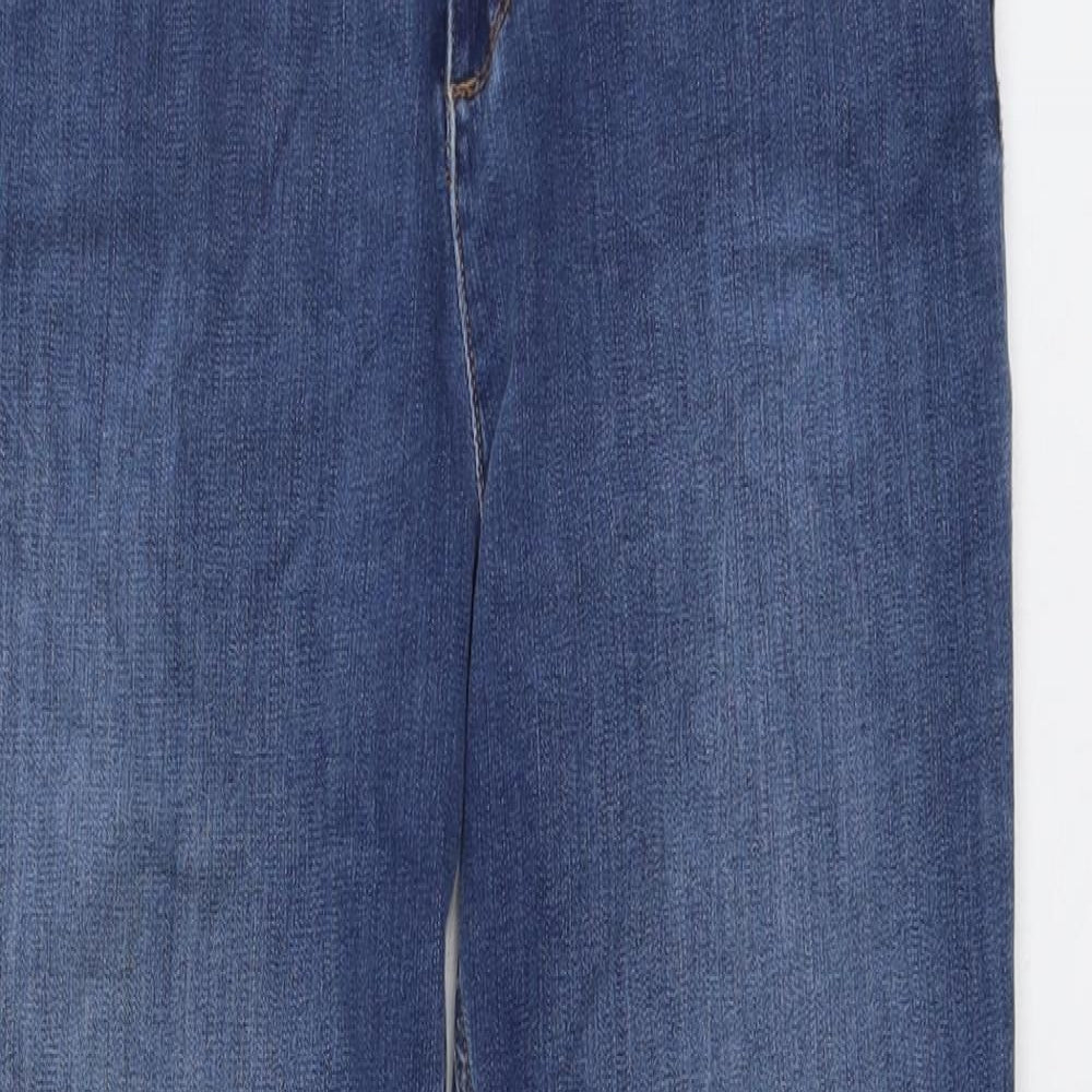 Marks and Spencer Womens Blue Cotton Straight Jeans Size 12 L29 in Regular Button