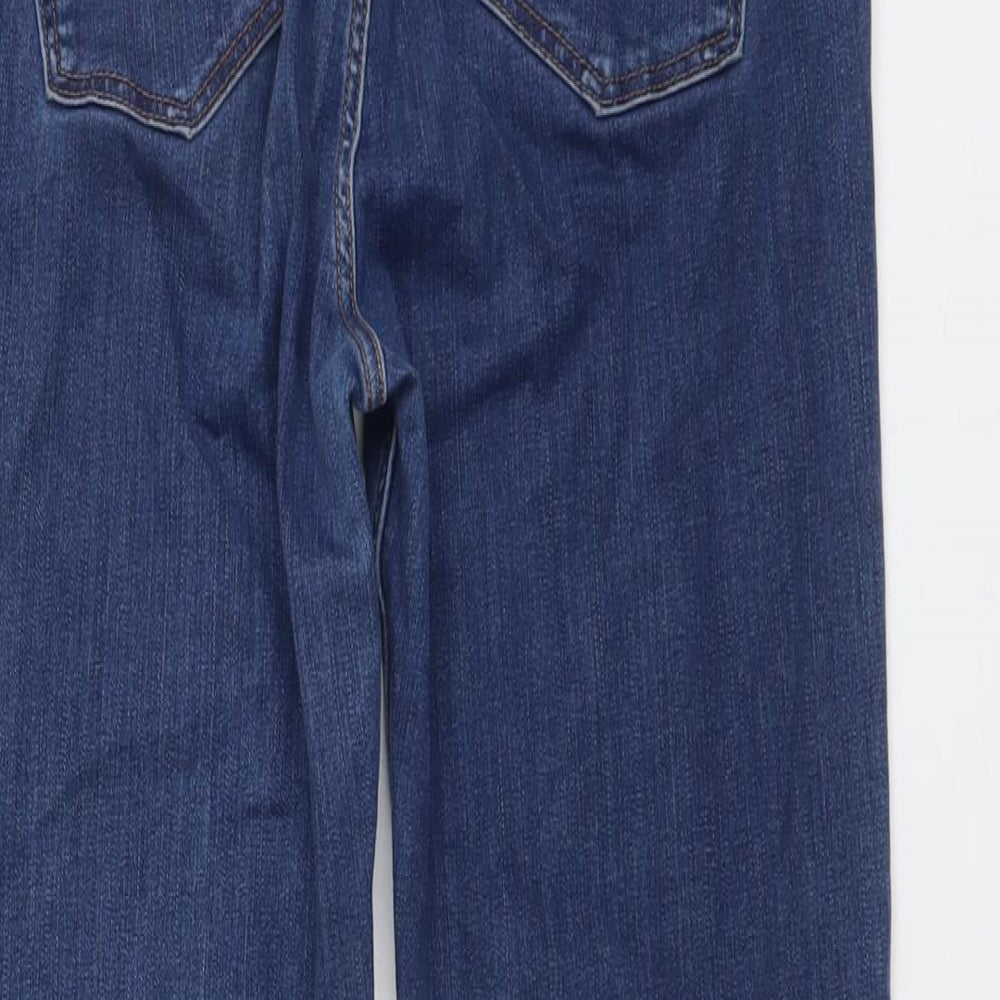 Marks and Spencer Womens Blue Cotton Straight Jeans Size 12 L29 in Regular Button