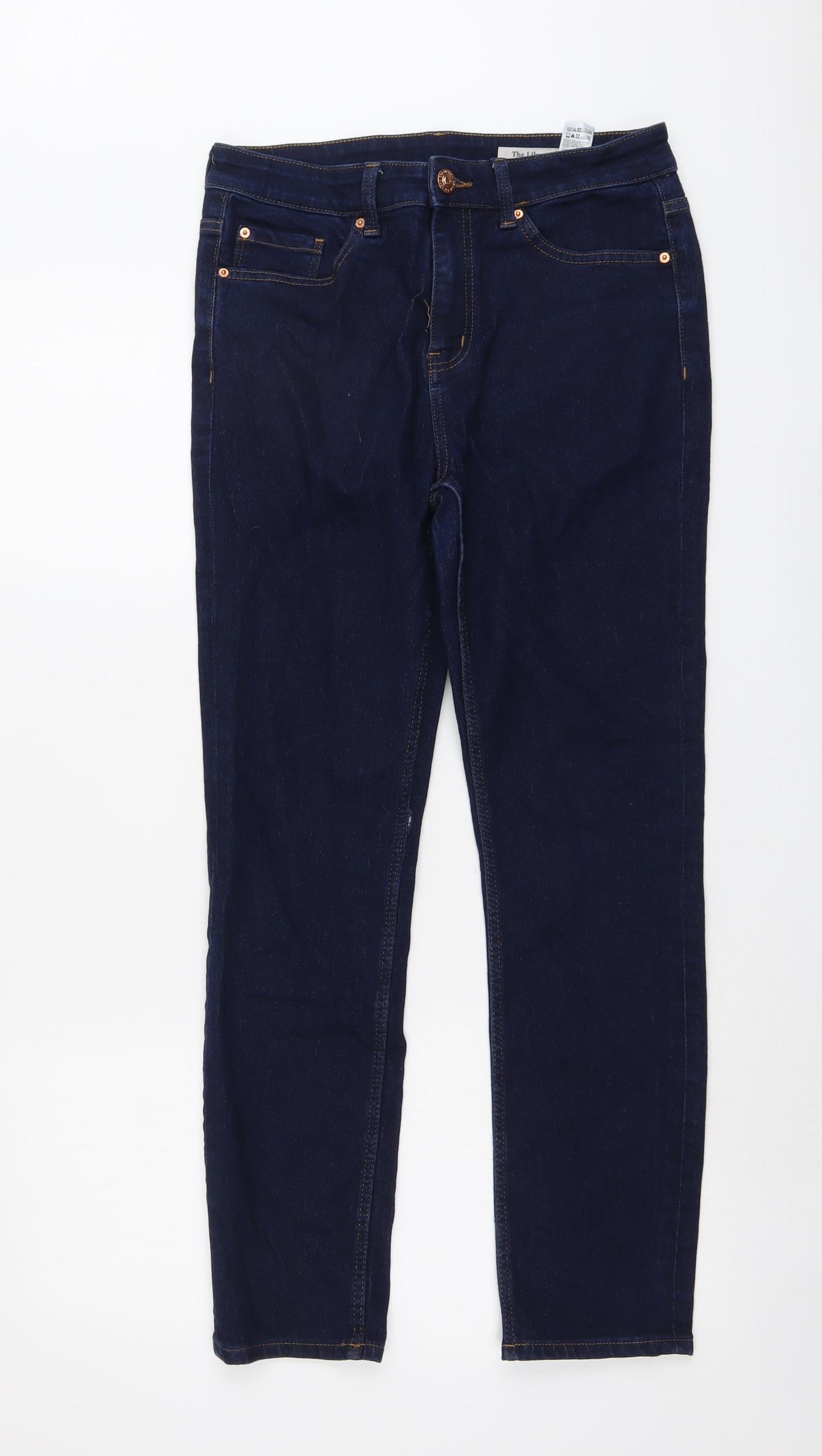 Marks and Spencer Womens Blue Cotton Straight Jeans Size 12 L28 in Regular Button