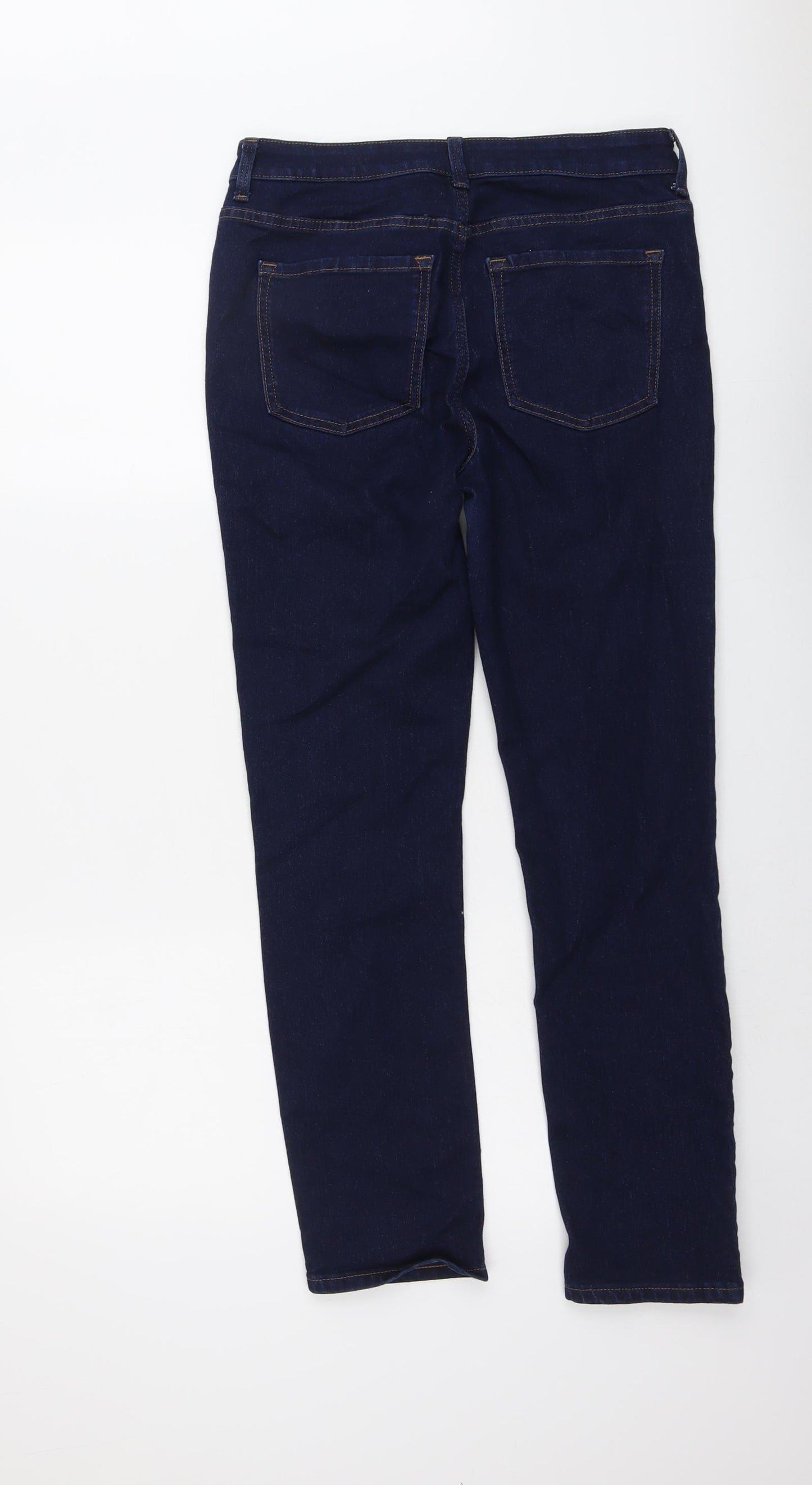 Marks and Spencer Womens Blue Cotton Straight Jeans Size 12 L28 in Regular Button