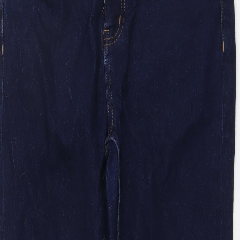 Marks and Spencer Womens Blue Cotton Straight Jeans Size 12 L28 in Regular Button