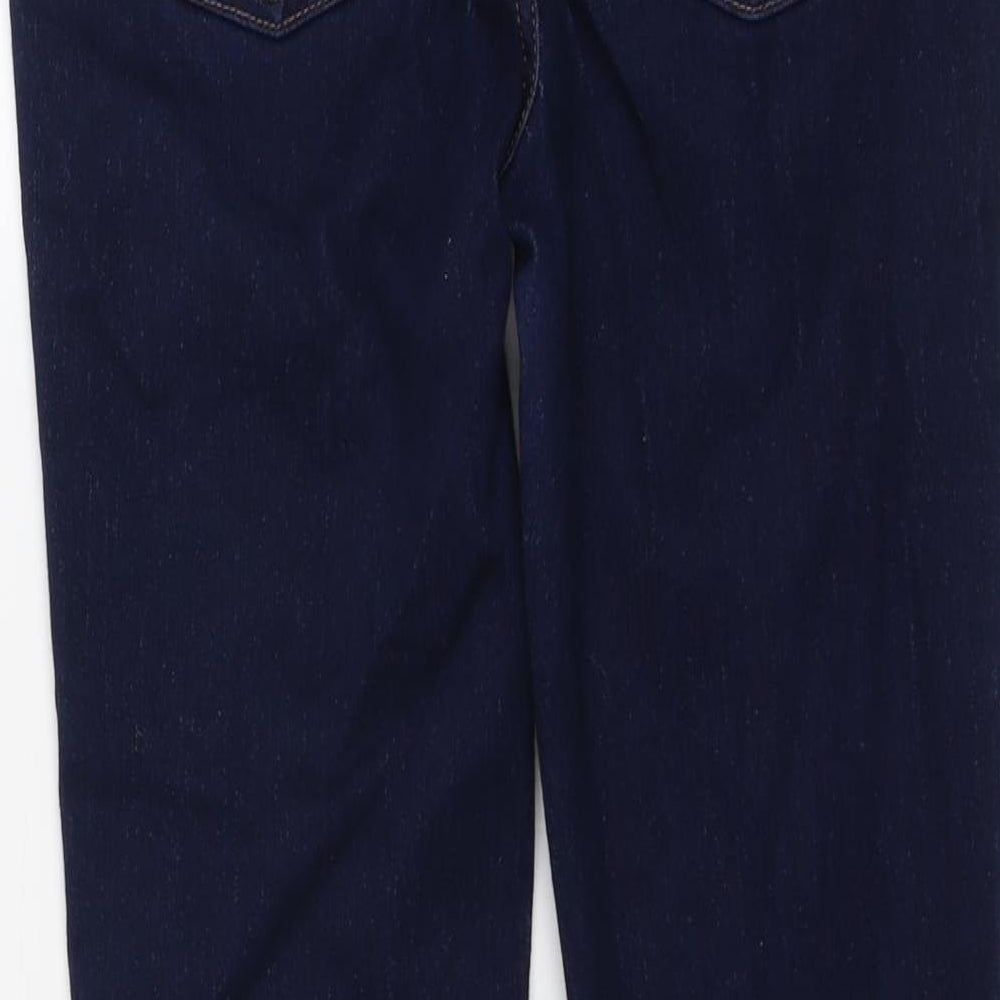 Marks and Spencer Womens Blue Cotton Straight Jeans Size 12 L28 in Regular Button