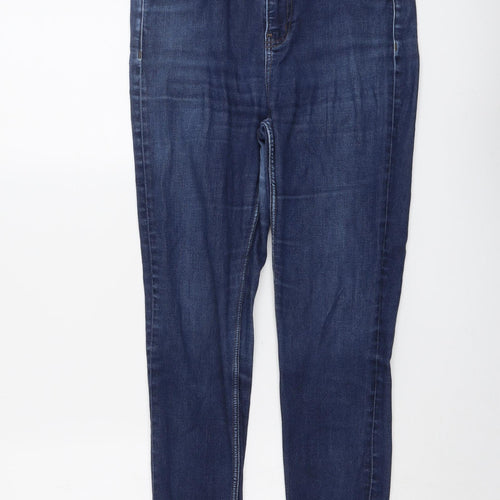 Marks and Spencer Womens Blue Cotton Skinny Jeans Size 10 L27 in Regular Button