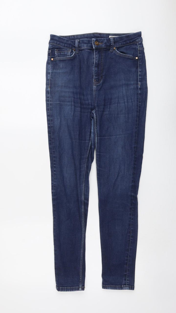Marks and Spencer Womens Blue Cotton Skinny Jeans Size 10 L27 in Regular Button