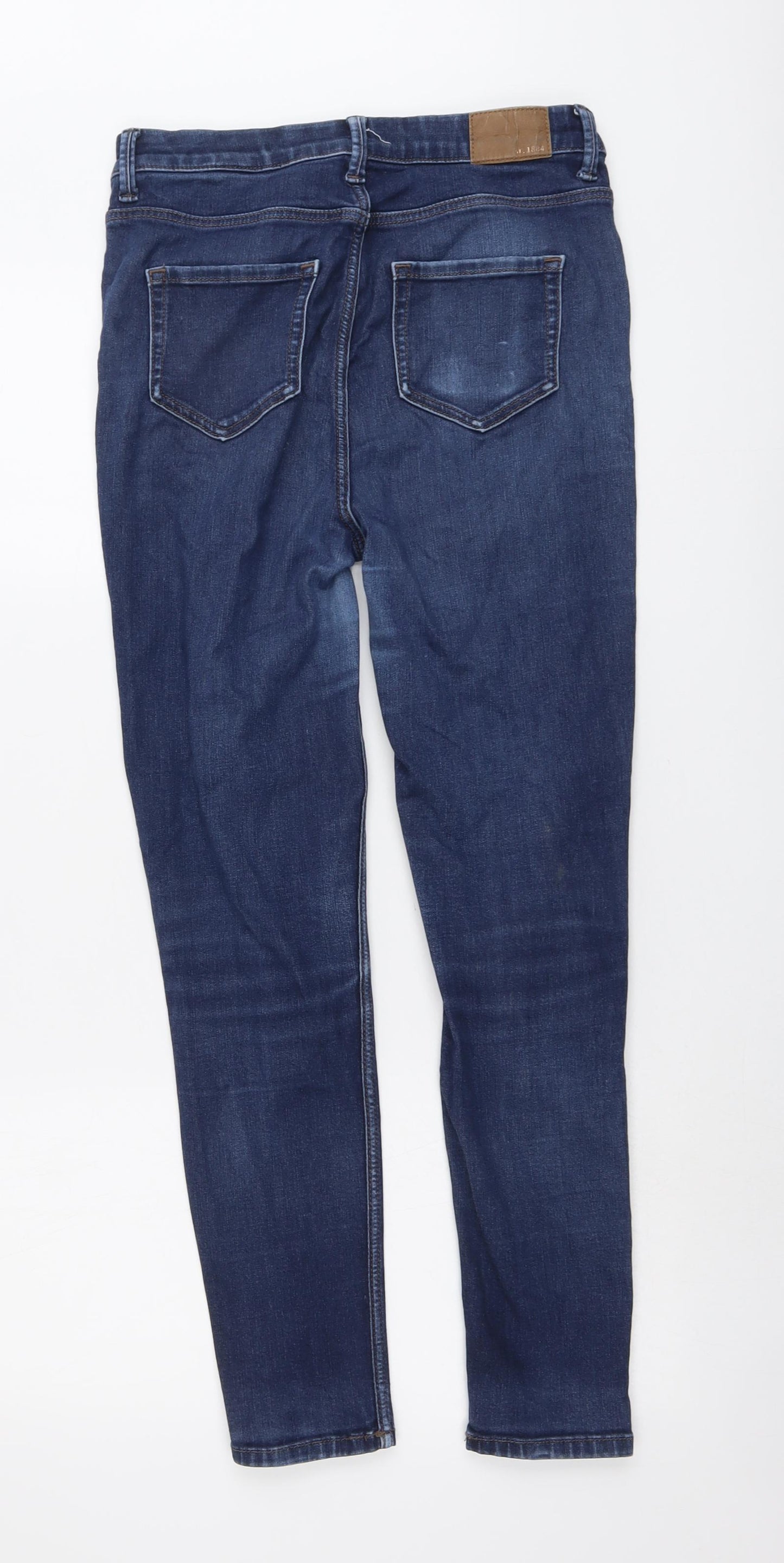 Marks and Spencer Womens Blue Cotton Skinny Jeans Size 10 L27 in Regular Button