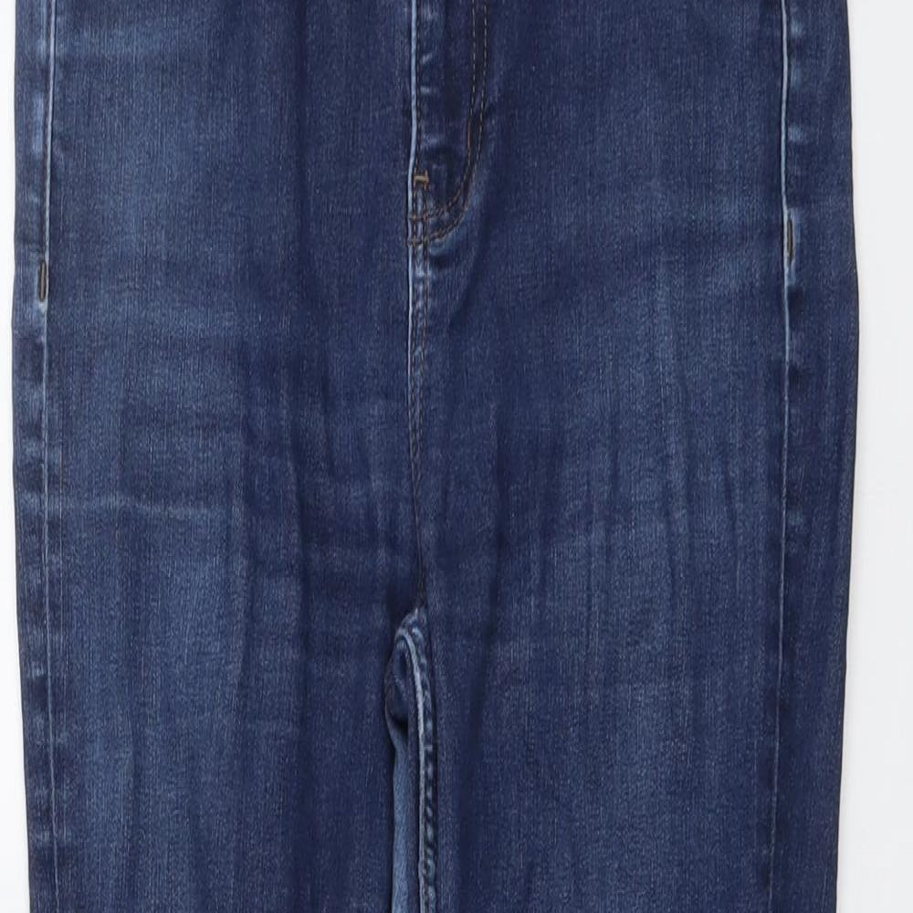 Marks and Spencer Womens Blue Cotton Skinny Jeans Size 10 L27 in Regular Button