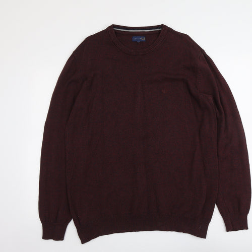 Lincoln Mens Red Round Neck Cotton Pullover Jumper Size 2XL Long Sleeve