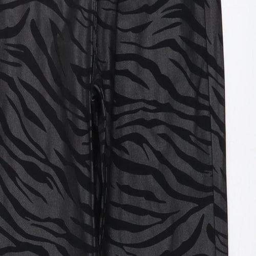 NEXT Girls Black Animal Print Viscose Jegging Trousers Size 14 Years Regular Pullover - Zebra Print