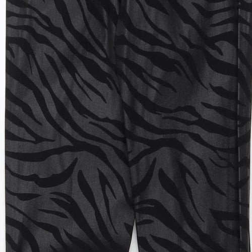 NEXT Girls Black Animal Print Viscose Jegging Trousers Size 14 Years Regular Pullover - Zebra Print