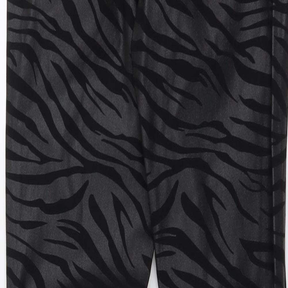 NEXT Girls Black Animal Print Viscose Jegging Trousers Size 14 Years Regular Pullover - Zebra Print